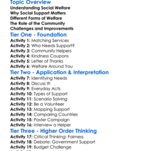 Social Welfare And Support Worksheet Activity Booklet