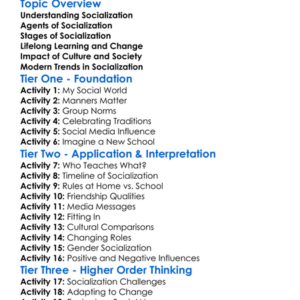 Socialization Across The Life Course Worksheet Activity Booklet