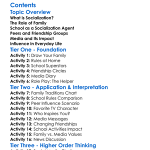 Socialization Agents Family School Peers Media Worksheet Activity Booklet