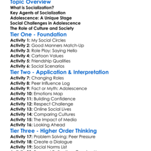 Socialization And Adolescence Worksheet Activity Booklet