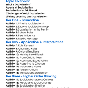 Socialization And Adulthood Worksheet Activity Booklet