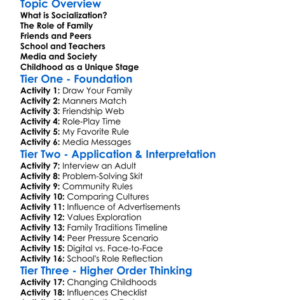 Socialization And Childhood Worksheet Activity Booklet