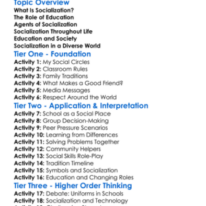 Socialization And Education Worksheet Activity Booklet