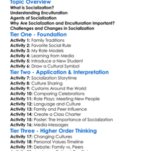 Socialization And Enculturation Worksheet Activity Booklet