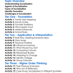 Socialization And Identity Formation Worksheet Activity Booklet