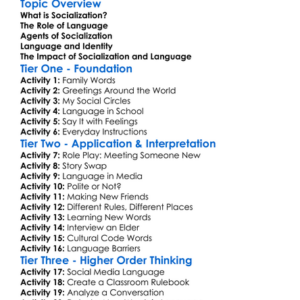 Socialization And Language Worksheet Activity Booklet