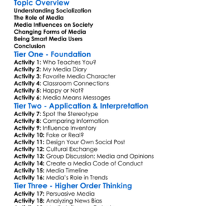 Socialization And Media Worksheet Activity Booklet