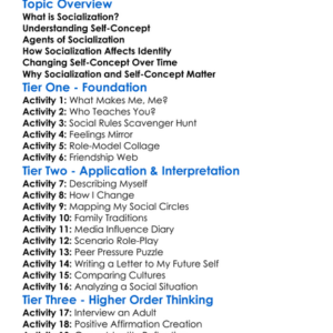 Socialization And Self-Concept Worksheet Activity Booklet