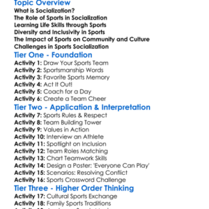 Socialization And Sports Worksheet Activity Booklet