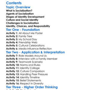 Socialization And The Development Of Identity Worksheet Activity Booklet