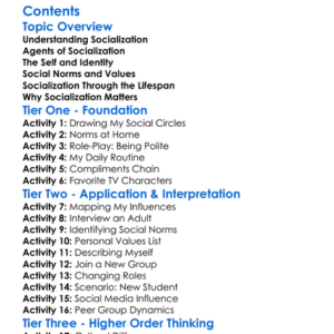 Socialization And The Development Of Self Worksheet Activity Booklet