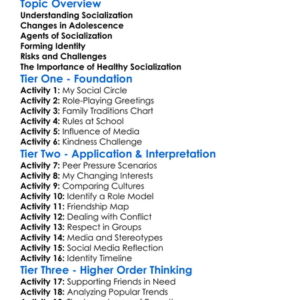 Socialization In Adolescence Worksheet Activity Booklet