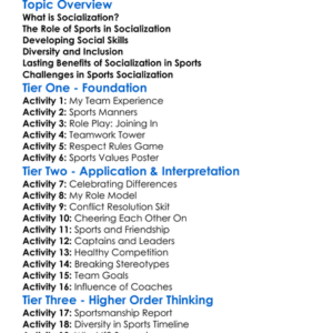 Socialization In Sports Worksheet Activity Booklet