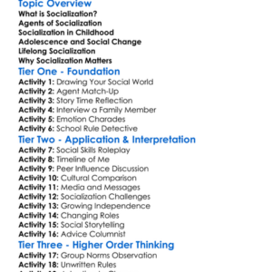 Socialization Over The Life Course Worksheet Activity Booklet