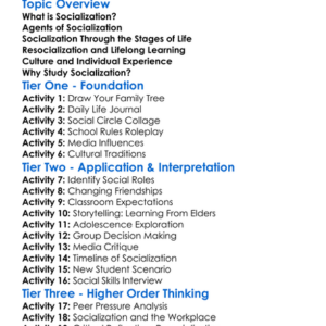 Socialization Over The Lifespan Worksheet Activity Booklet