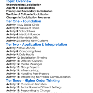 Socialization Processes Worksheet Activity Booklet
