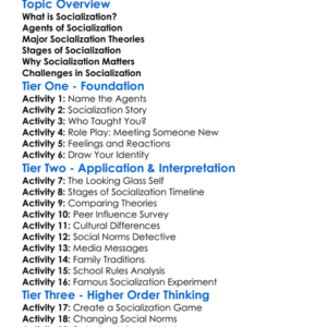 Socialization Theories Worksheet Activity Booklet