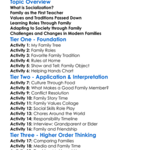 Socialization Through Family Worksheet Activity Booklet