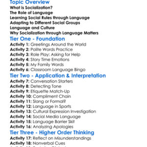 Socialization Through Language Worksheet Activity Booklet