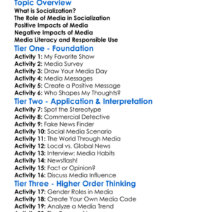Socialization Through Media Worksheet Activity Booklet
