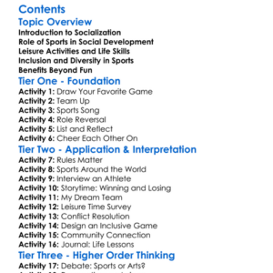 Socialization Through Sports And Leisure Worksheet Activity Booklet