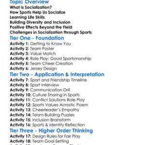 Socialization Through Sports Worksheet Activity Booklet