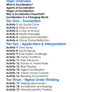 Socialization Worksheet Activity Booklet
