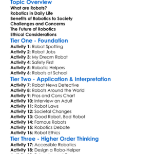 Societal Impact Of Robotics Worksheet Activity Booklet
