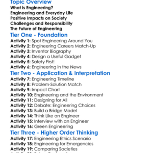 Societal Impacts Of Engineering Worksheet Activity Booklet
