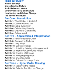 Society And Culture Worksheet Activity Booklet