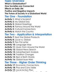 Society And Globalization Worksheet Activity Booklet