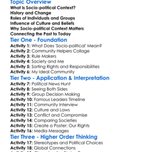 Socio-Political Context Worksheet Activity Booklet