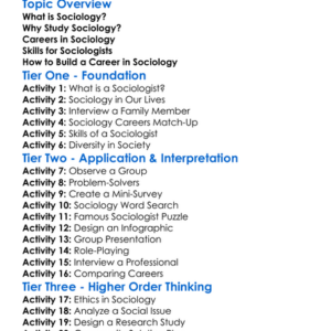 Sociology Careers Worksheet Activity Booklet