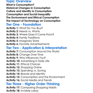 Sociology Of Consumption Worksheet Activity Booklet