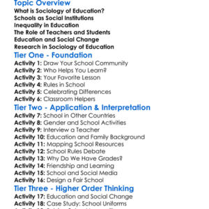 Sociology Of Education Worksheet Activity Booklet