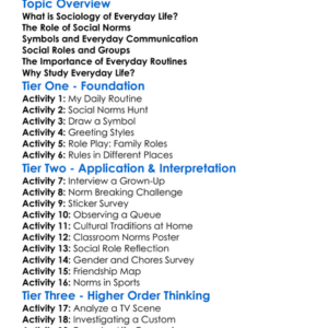 Sociology Of Everyday Life Worksheet Activity Booklet
