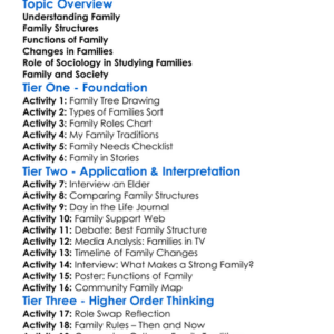 Sociology Of Family Worksheet Activity Booklet