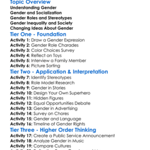 Sociology Of Gender Worksheet Activity Booklet