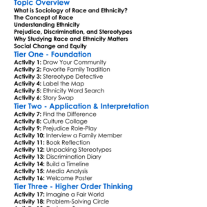 Sociology Of Race And Ethnicity Worksheet Activity Booklet