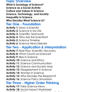 Sociology Of Science Worksheet Activity Booklet
