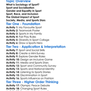 Sociology Of Sport Worksheet Activity Booklet