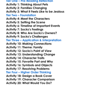 Socks Beverly Cleary Worksheet Activity Booklet