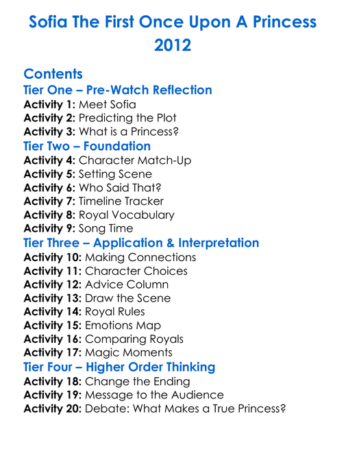 Sofia The First Once Upon A Princess 2012 Worksheet Activity Booklet