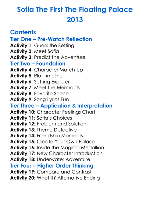 Sofia The First The Floating Palace 2013 Worksheet Activity Booklet