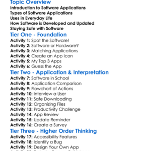 Software Applications Worksheet Activity Booklet