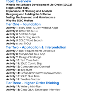 Software Development Life Cycle Worksheet Activity Booklet