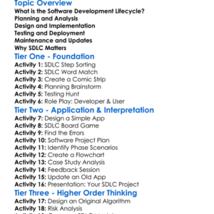 Software Development Lifecycle Worksheet Activity Booklet