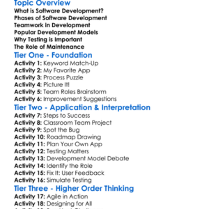 Software Development Process Worksheet Activity Booklet