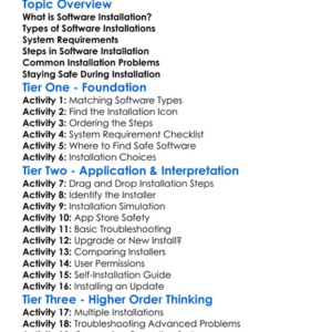 Software Installation Worksheet Activity Booklet
