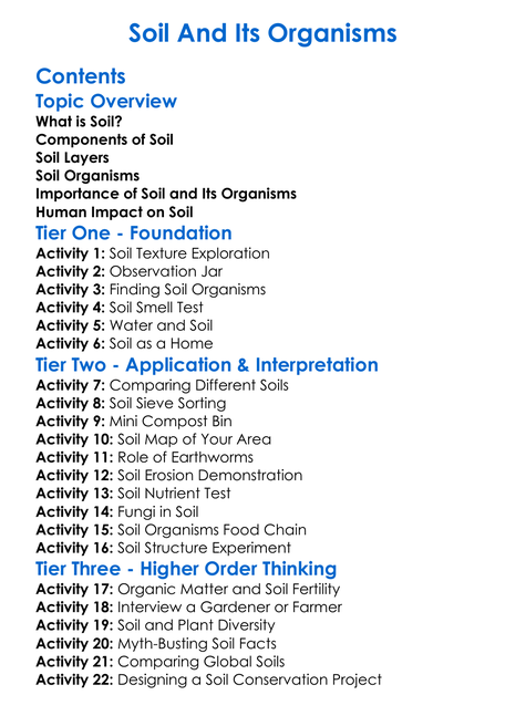 Soil And Its Organisms Worksheet Activity Booklet